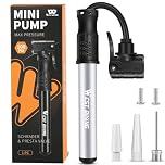 Bicycle Pump Mini Bike Pump - Aluminum Alloy Cycle Pump for Presta & Schrader Valve, Portable Lightweight Bike Tyre Pump Fast Tyre Inflation Mini Air Pump For Mountain Road Bike Ball Pump (Silver)