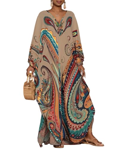 Image of Bsubseach Moo Moos for Women Batwing Sleeve Kaftan Dresses with Pockets