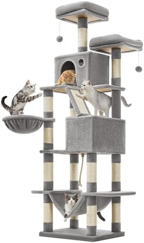 Feandrea Kratzbaum groß, 206 cm hoch, XXL Katzenbaum, mit 13 Krat...