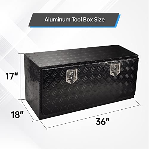 Gesexi 36 Inch Heavy Duty Aluminum Truck Bed Tool Box 5 Bar Tread Trailer Pickup Underbody Toolbox, Rv Storage Organizer, Underbed Tools Organizer With Lock & Keys,Black(36"X18"X17") #TOP4