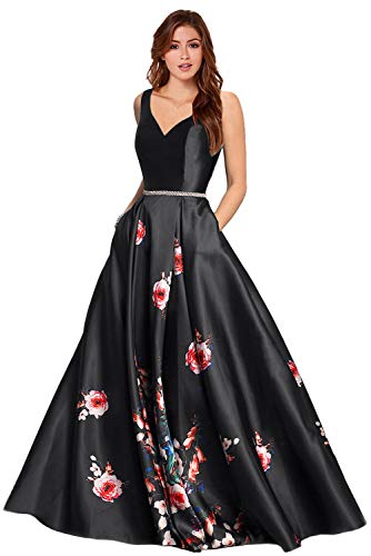 LL Bridal Women's V Neck Prom Dresses Party Ball Gown Llap11 2 Black