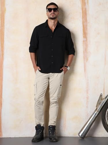 Image of High Star Men's Full Sleeve Double Pocket Shirt | Stylish Casual Shirt for Men | Trendy & Comfortable