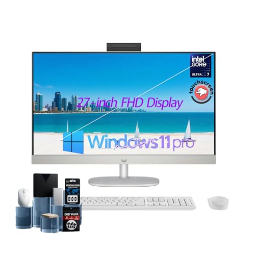 Image of HP 27 inch FHD Business All-in-One PC, Ultra 7 155U Processor, FHD Display, Windows 11 Pro, Touchscreen, Intel Graphics, IR Webcam, Wi-Fi 6, Wireless KB & Mouse, 32GB RAM, 2TB SSD