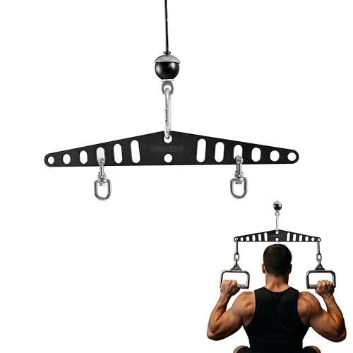 wantiekid Multi-Grip LAT - Barra desplegable con acabado endurecido con recubrimiento en polvo, adaptador de acero inoxidable giratorio de 360°, barra separadora de agarre neutro y ancho para sistema