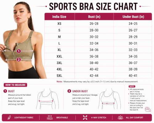 Image of Celary Woman's Sports Bra|Polyester Spandex High Impact Front Zip Sports Bra |Size:- XS to 5XL |Gym Workout & Yoga Running Activewear Bra with Criss Cross Back Support