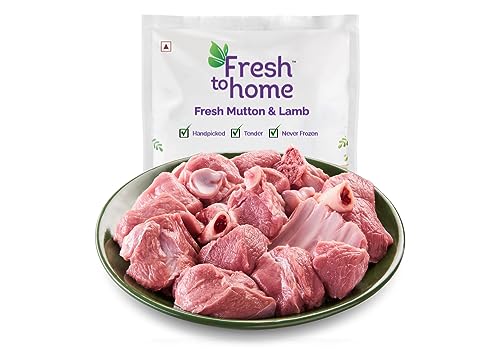 Image of FreshToHome Premium Goat Small Pcs Curry Cut | 480g 500g Pack | include bones | Tender | Fresh | Never Frozen