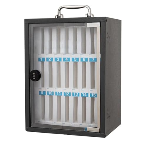 Cell Phone Locker Box with Door Locks and Keys Clear Acrylic Jail Storage Cabinet Wall Mounted,Portable Phone Storage Cabinet – Mobile Safe with Password Lock for School Classroom & Office –