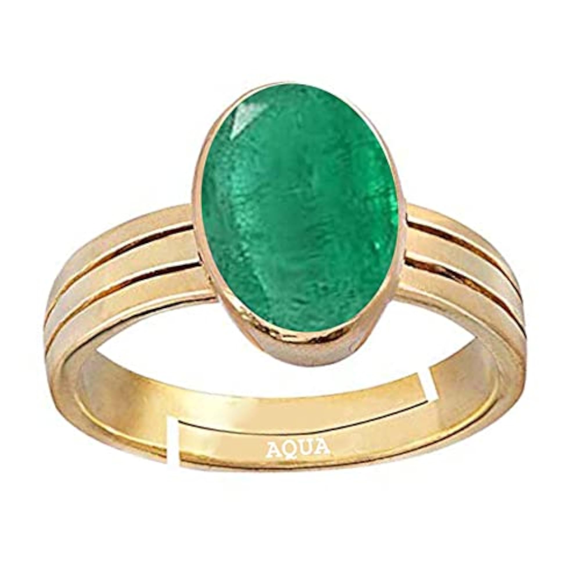 Women's Emerald 5 Metals Gold Plated Adjustable Ring, Astrological Gemstone