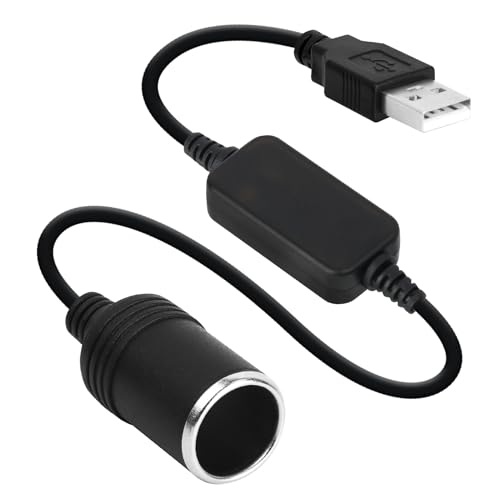 35cm 5V 2A USB A mâle à 12V 1A Allume-Cigare de Voiture Prise Femelle convertisseur, Adaptateur USB vers Allume-Cigare 10W Max Compact et Pratique pour Dashcams Électroniques Conduite DVR GPS Caméra