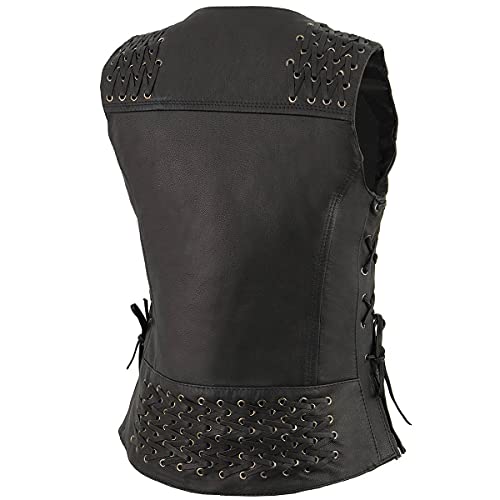 Image of Milwaukee Leather Women's Premium Classic Leather Motorcycle Rider Vest w /Adjustable Side Laces