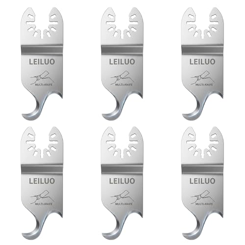 LEILUO 6 Pcs Gen-2 Oscillating Tool Hook Blade Cardboard Carpet Shingle Cutting Multi Tool Hook Knife Blade Compatible with DeWalt Makita Milwaukee and More