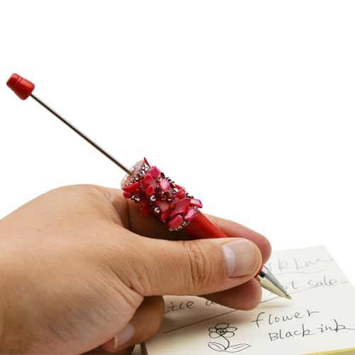 Lopenle12 Pack Colorful Stone Bead Pens, Bead Gel Pens, Beadable Pens Bead Pen Kit Bulk Beaded Pen with Crushed Stone Bling Diamond Beaded Ballpoint Pens for School Office - Image 3