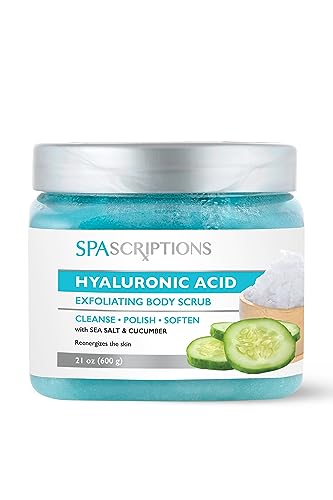 Spascriptions Hyaluronic Acid Exfoliating Body Scrub 21 oz, Ultra Hydrating and Exfoliating Scrub for Nourishing Essential Body Care
