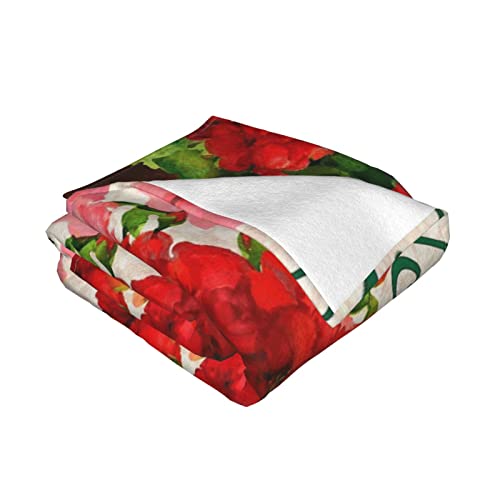 Couverture en flanelle douce géraniums rouges plaid peluche lit multi-tailles - 4