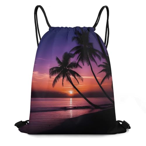 Hawaiian Sunset Drawstring Backpack Durable Sport Gym Bags Daypack for Men Women 35 * 42cm