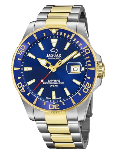 JAGUAR Reloj Modelo J887/1 de la colección AUTOMATICO, Caja de 43,5 mm Azul con Correa de Acero Bicolor para Caballero
