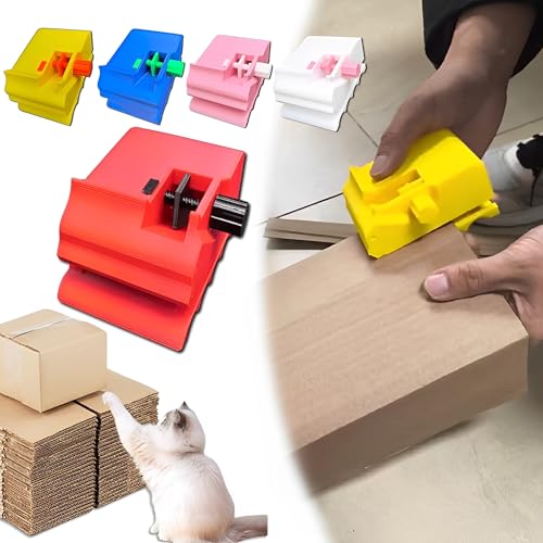段ボールカッター 猫 爪研ぎ ダンボールカッター 厚さ調節可能(3-5cm) 3Dプリント段ボール切断機 刃付き 猫の爪とぎ用 DIY 自作ツール 猫のおもちゃ 安全 頑丈 自家製 ペット用品 (レッド)