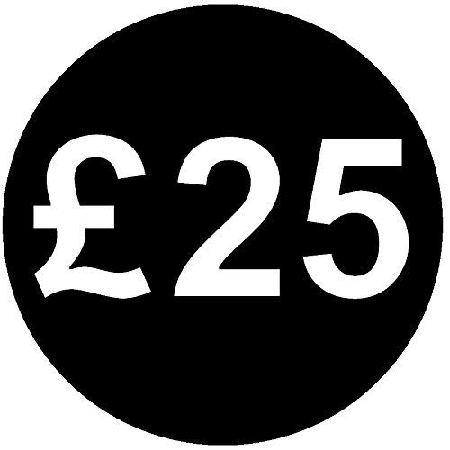 £ Black Price Stickers - 30mm, £25, 200