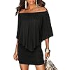 Sidefeel-Women-Off-Shoulder-Ruffles-Bodycon-Mini-Dress Sidefeel Women Off Shoulder Ruffles Clubwear Mini Dress Large Black