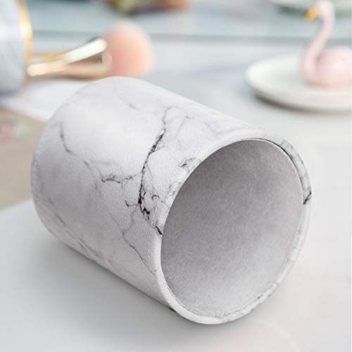 Image of Pen Holder, Cup for Desk Marble Pattern Pencil Holder for Adults Kids Luxury Leather Desk Organizer Makeup Brush Holder for Office, Classroom, Home, Marble