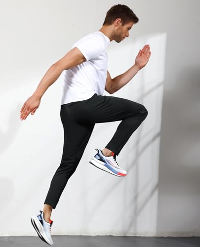 Mens Sweatpants with Zipper Pockets Lightweight Quick Dry Stretch for Gifts Workout Athletic Gym Track Boys4