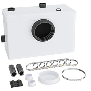 Wiltec 3/1 Kleinhebeanlage 600 W mit Häcksler, Hebeanlage bis 10m Höhe, Abwasserhebeanlage mit 3 Einlässen, Fäkalienhebeanlage für WC und Dusche