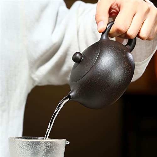 Image of Chinese Clay Teapot 6.7Oz Handmade Xishi Zisha Tea Pot Black Gold Sand Spherical Filter Kungfu Tea Set