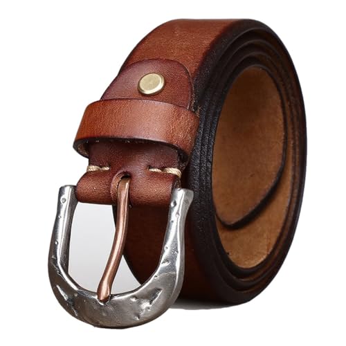 3.8CM Men's Belt Stainless Steel Pin Buckle Top Layer Cowhide Leather Retro Washed 4.5MM Thick Fashion Casual Gift