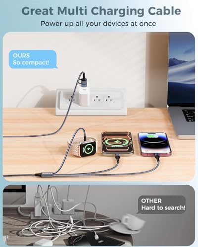 5FT Travel Essentials for Apple Watch Charger,Multi Charging Cable for iPhone 17,iWatch Charger USB C Cord,Car Cruise RV Camping Essentials 2026 for iWatch Ultra/11&iPhone 16/15, Xbox One Cables - 2