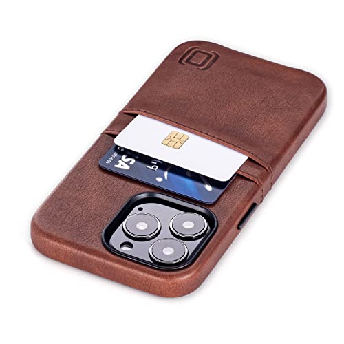 Dockem Etui z portfelem dla iPhone 13 Pro z wbudowaną metalową płytką do mocowania magnetycznego oraz z 2 przegródkami na karty kredytowe: skóra syntetyczna premium (Exec M2, 6,1 cala Pro, brązowy)
