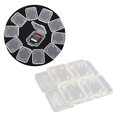 10 Pcs Plastic Memory Card Storage Case Compatible with SD MMC/SDHC PRO Duo White
