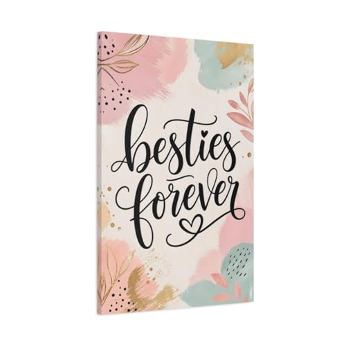 Tableau mural rose et or Alphabets Besties pour salon chic et cocooning