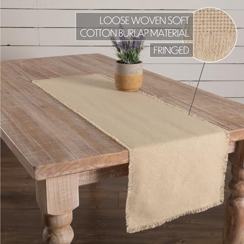 VHC-Brands-Farmhouse-Holiday-Tabletop-Kitchen-Burlap-Vintage-White-Runner-13-x-48 VHC Brands Farmhouse Holiday Tabletop Kitchen Burlap Vintage White Runner 13 x 48
