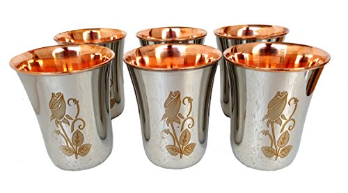 Set de 6 vasos de cobre hechos a mano miniatura 2