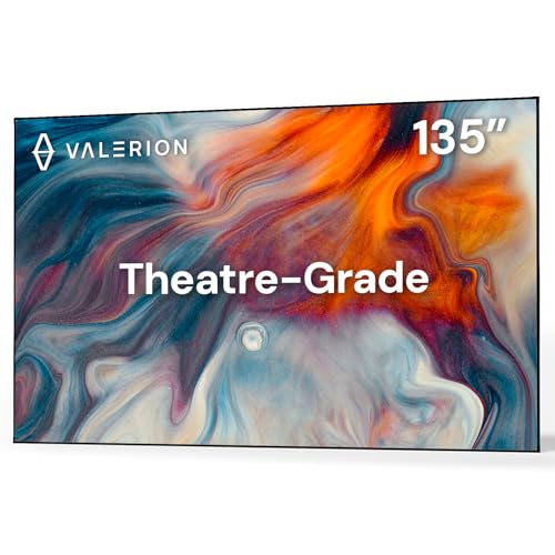 Valerion 135-inch Fixed Frame Projector Screen 1.3 dB Gain 80% PQE 4K/8K Ultra HD 3D Wall Mount Projector Screen Works with Long Throw Short Throw & Ultra Short Throw Projectors