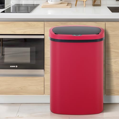 Papelera automática para cocina 13 galones roja