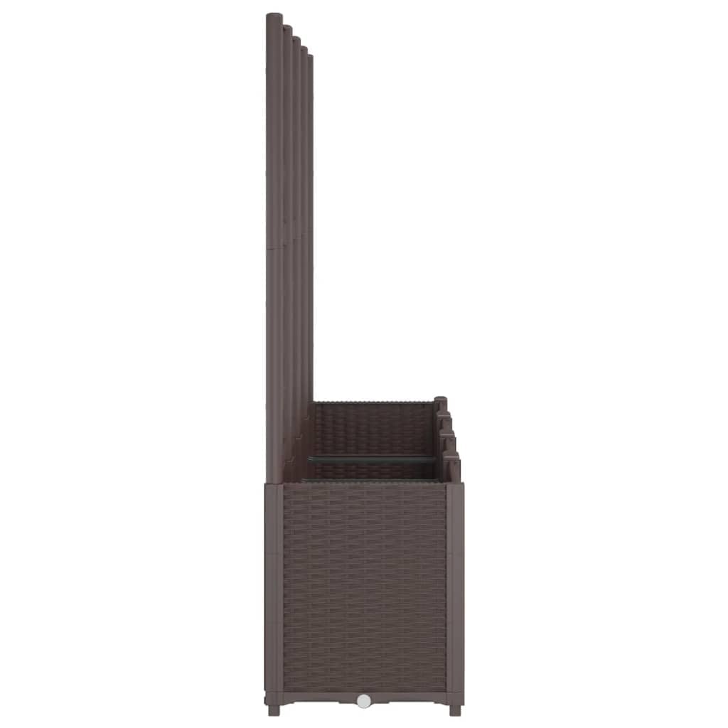 Donica ogrodowa z kratka i modularna brązowa 160x40x140 cm PP pojemniki na kwiaty taras balkon roslina pnaca rattan
