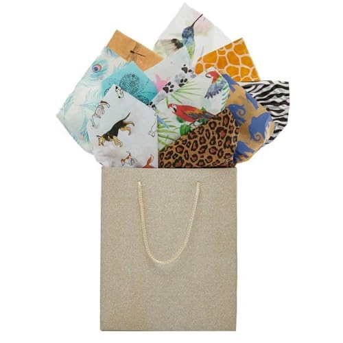 Paper Mart Papel de seda leopardo, folhas de papel decorativo de 50 x 76 cm em estampa animal, quant