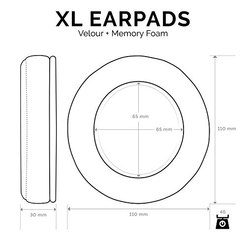 Image of BRAINWAVZ XL Large Velour Replacement Memory Foam Earpads - Suitable for Many Other Large Over The Ear Headphones - Sennheiser, AKG, HifiMan, ATH, Philips, Fostex, Sony