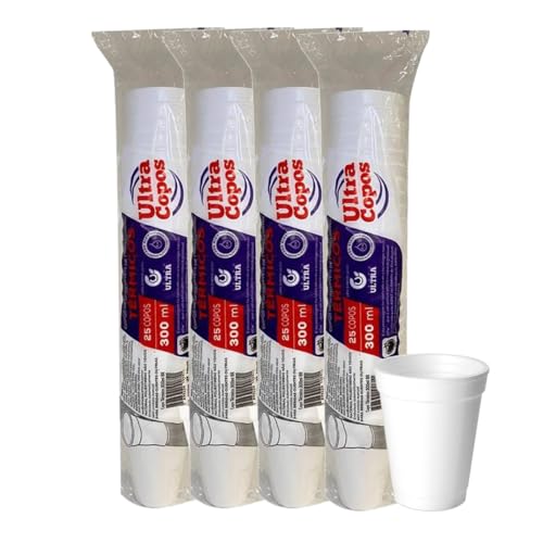 100 Copos Térmico de Isopor 300ml Com Tampa Plástica Descartável Café Expresso Cappuccino Chá Sorvet