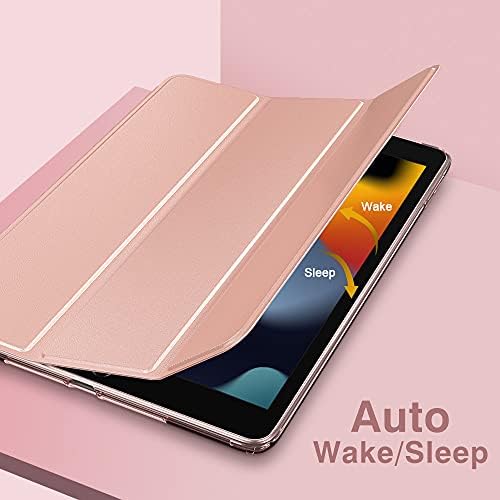 MoKo Case Fit New iPad 9th/8th/7th Generation 10.2-inch (2021/2020/2019), Slim Lightweight Smart Shell Stand Cover with Translucent TPU Frosted Back Protector, with Auto Wake/Sleep, Rose Gold