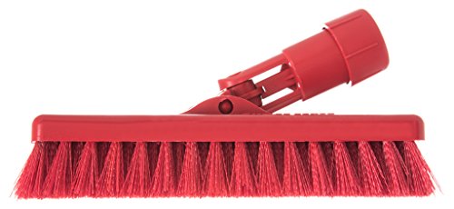Image of SPARTA 363883103 Plastic Block Swivel Scrub Brush, Polyester Bristles, 1 inch Bristle Trim, 8 inch Length x 3-1 /2 inch Width, Red /White