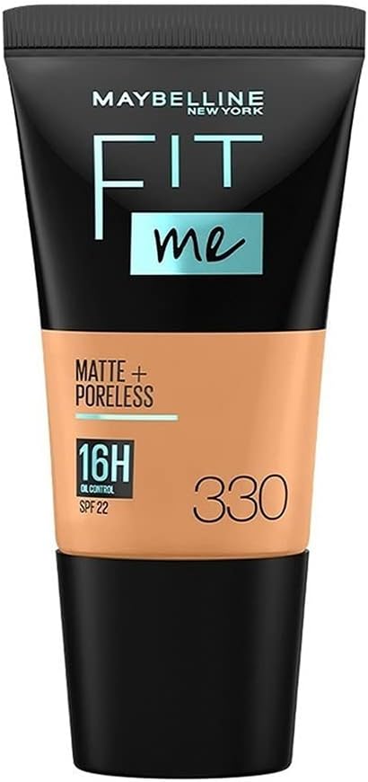 Maybelline New York Liquid Foundation, Matte & Poreless, Full Coverage Blendable Normal to Oily Skin, Fit Me, 330 Toffee, 18ml