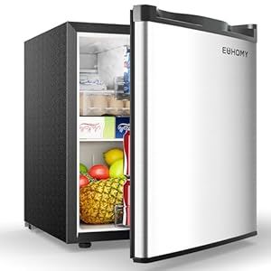 EUHOMY Mini Kühlschrank, 46L Kühlschrank klein, kleiner Kühlschrank mit umkehrbarer Tür, 7-Stufen Thermostat, 38dB Ultra-Leise, Energieeffizienter Kompaktkühlschrank für Schlafzimmer, Büro