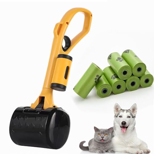 Image of Pooper Scooper for Large Medium & Small Dogs Heavy Duty, 14.18 inchLong Handled Dog Poop Scooper for Grass,Durable Dog Poop Pick Up Tool, Poop Grabber with 2 Dog Poop Bags 1 Dispenser Poop Scoop，