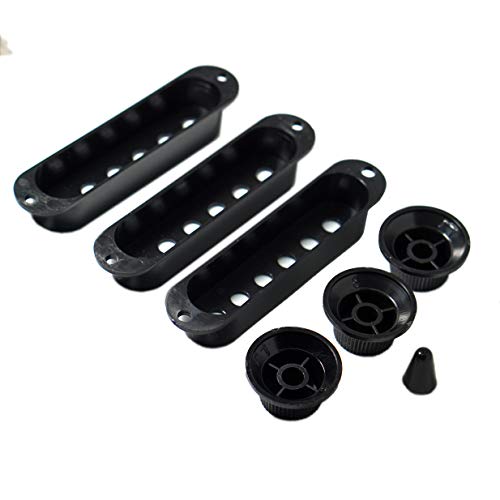 Sharegoo Guitar 3 Single Coil Pickup Cover 2 Tone Knobs 1 Volume Knobs Switch Tip,Black #TOP5