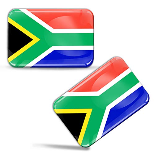 Biomar Labs® 2 x 3D Gel Pegatinas Siliconas Bandera de Sudáfrica Emblema Nacional Africa del Sur Sudafricana South Africa Flag Stickers Adhesivos Auto Coche Moto Bicicleta Ordenador Portátil F 76