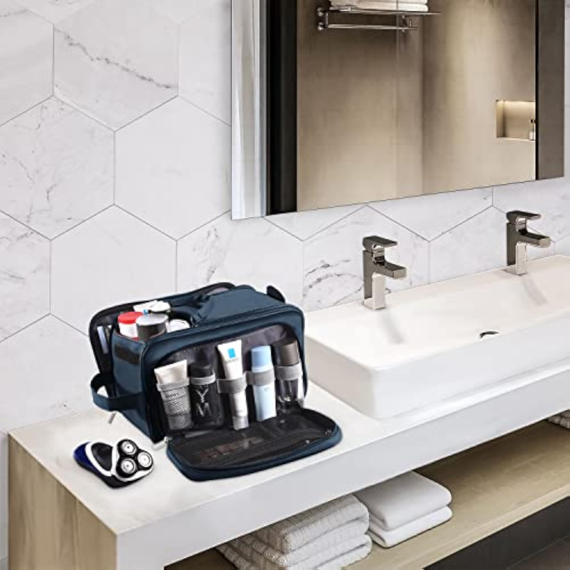 Large PU Leather Travel Toiletry Organizer for Men