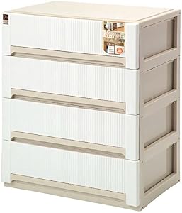 サンコープラスチック 衣類収納 オーラワイド 浅型4段 W65×D44.7×H79.6cm ホワイト 421562