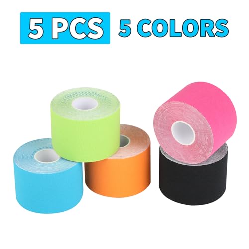 Kinesiotapes - Tape Sport 5 Rollen - Truetape - Kinesiologie Tape - Physio Tape - Sport Tape (5cm x 5m, 5 Farben)